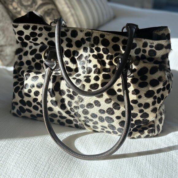 Boden Calf Hair Dalmation Print Leather Satchel - Picture 2 of 16